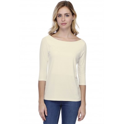 T-shirt coupe droite col bateau doublé devant en modal BINO03