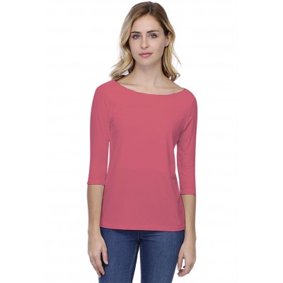 T-shirt coupe droite col bateau doublé devant en modal BINO03