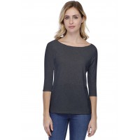 T-shirt coupe droite col bateau doublé devant en modal BINO03