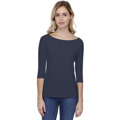 T-shirt coupe droite col bateau doublé devant en modal BINO03