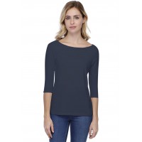 T-shirt coupe droite col bateau doublé devant en modal BINO03