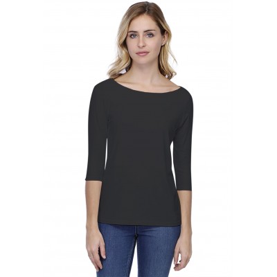 T-shirt coupe droite col bateau doublé devant en modal BINO03