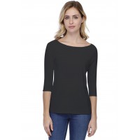 T-shirt coupe droite col bateau doublé devant en modal BINO03