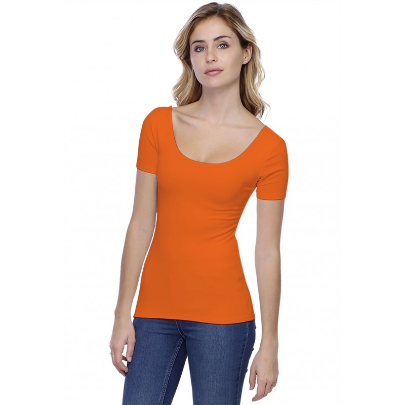 T-shirt col danseuse manches courtes en modal ROXANE03 T-shirt col danseuse manches courtes en modal ROXANE03