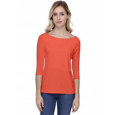 T-shirt coupe droite col bateau doublé devant en modal BINO03