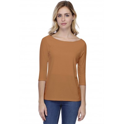 T-shirt coupe droite col bateau doublé devant en modal BINO03