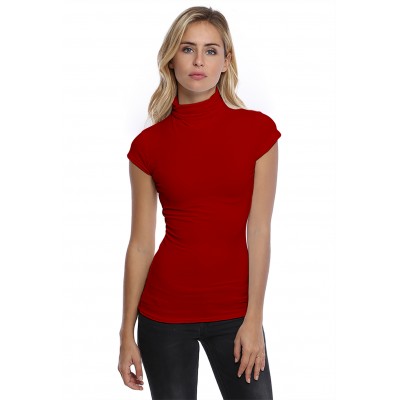 T-shirt col roulé manches courtes capes en modal CINDY02
