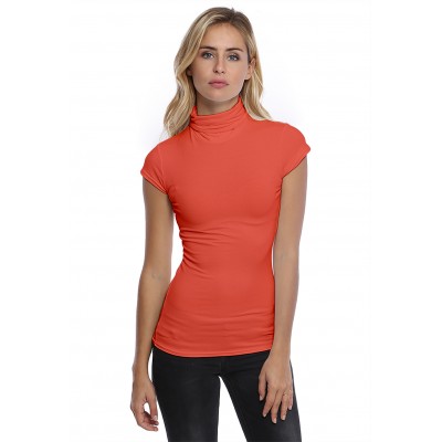 T-shirt col roulé manches courtes capes en modal CINDY02
