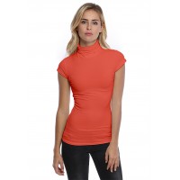 T-shirt col roulé manches courtes capes en modal CINDY02