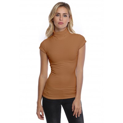 T-shirt col roulé manches courtes capes en modal CINDY02