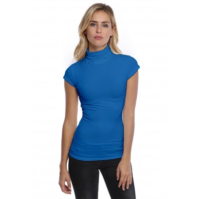 T-shirt col roulé manches courtes capes en modal CINDY02