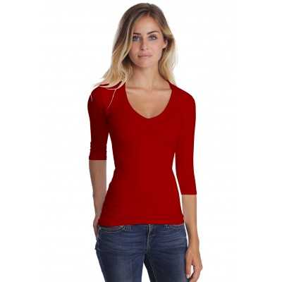 T-shirt col V manches longues femme – Sylvia | Rendez-Vous Paris