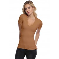 T-shirt col V doublé devant manches courtes en modal SYLVIA03
