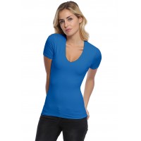 T-shirt col V doublé devant manches courtes en modal SYLVIA03