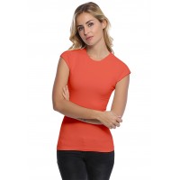 T-shirt ras du cou doublé devant manches courtes capes en modal KATIA02