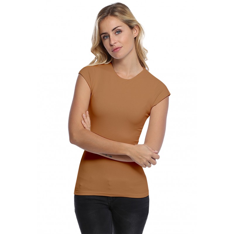 T-shirt ras du cou doublé devant manches courtes capes en modal KATIA02 T-shirt ras du cou doublé devant manches courtes capes en modal KATIA02