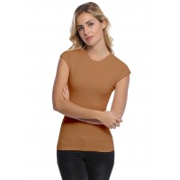 T-shirt ras du cou doublé devant manches courtes capes en modal KATIA02