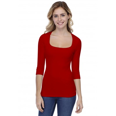 T-shirt col carré manches 3-4 en modal CLARA04