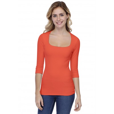 T-shirt col carré manches 3-4 en modal CLARA04