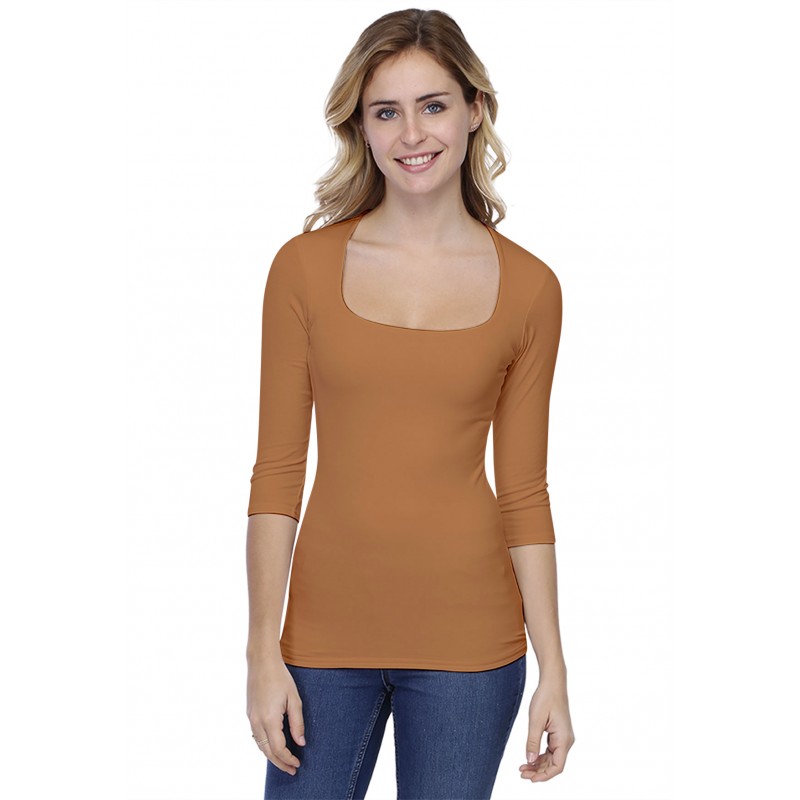 T-shirt col carré manches 3-4 en modal CLARA04 T-shirt col carré manches 3-4 en modal CLARA04