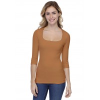 T-shirt col carré manches 3-4 en modal CLARA04