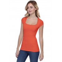 T-shirt col carré doublé devant manches courtes en modal CLARA02
