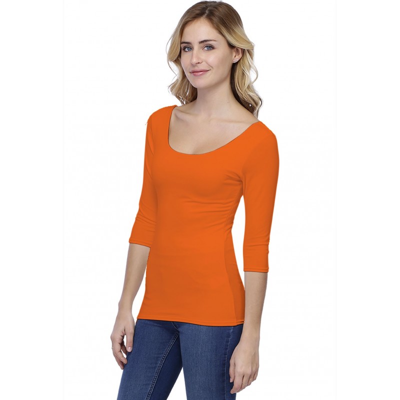 T-shirt col danseuse manches 3-4 en modal ROXANE04 T-shirt col danseuse manches 3-4 en modal ROXANE04