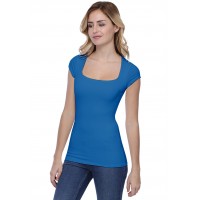T-shirt col carré doublé devant manches courtes en modal CLARA02