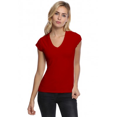 T-shirt col V manches courtes capes en modal JUNE02