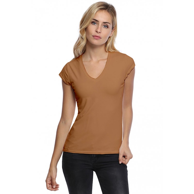 T-shirt col V manches courtes capes en modal JUNE02 T-shirt col V manches courtes capes en modal JUNE02