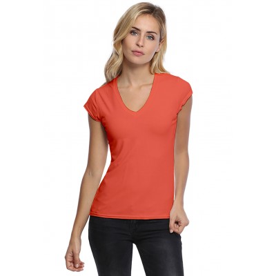 T-shirt col V manches courtes capes en modal JUNE02