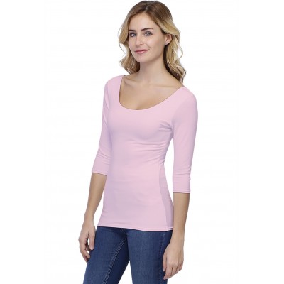T-shirt col danseuse manches 3-4 en modal ROXANE04