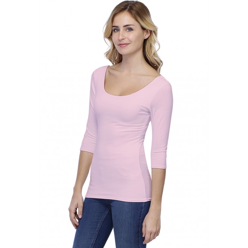 T-shirt col danseuse manches 3-4 en modal ROXANE04 T-shirt col danseuse manches 3-4 en modal ROXANE04
