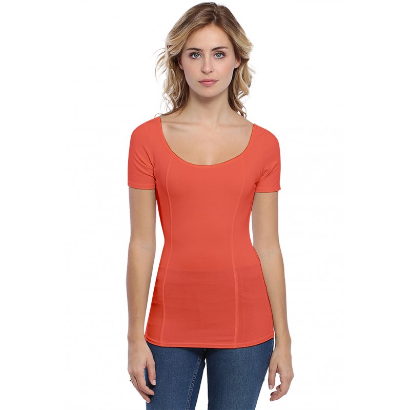 T-shirt avec surpiqures manches courtes en modal CATE03 T-shirt avec surpiqures manches courtes en modal CATE03