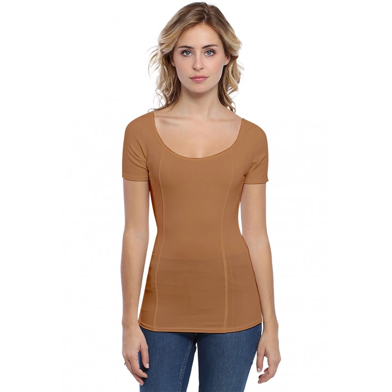 T-shirt avec surpiqures manches courtes en modal CATE03 T-shirt avec surpiqures manches courtes en modal CATE03