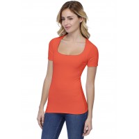 T-shirt col carré doublé devant manches courtes en modal CLARA03