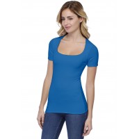T-shirt col carré doublé devant manches courtes en modal CLARA03
