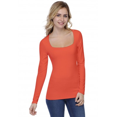 T-shirt col carré doublé devant manches longues CLARA05