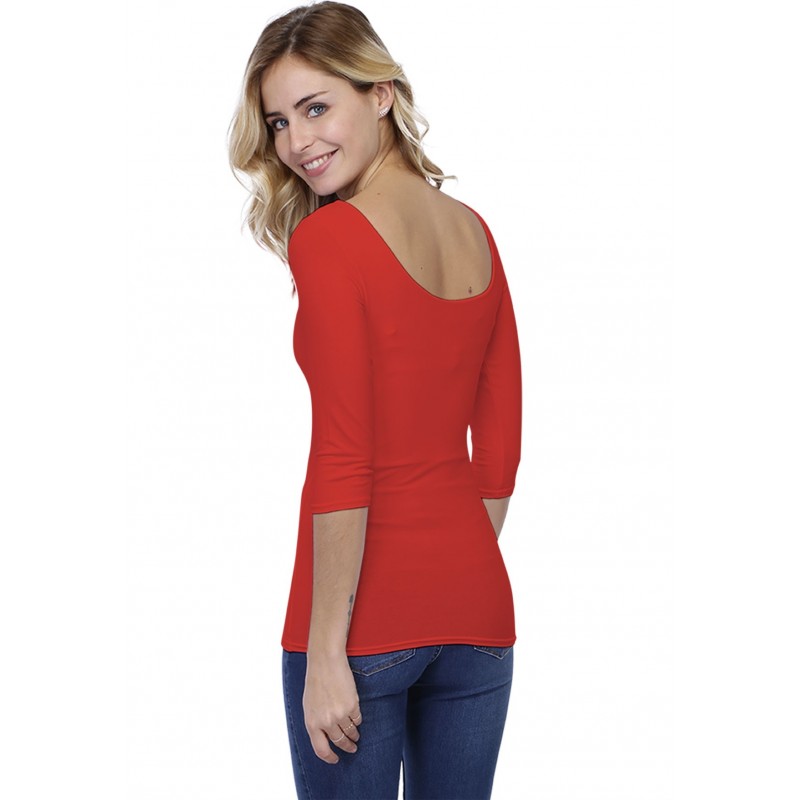 T-shirt col danseuse manches 3-4 en modal ROXANE04 T-shirt col danseuse manches 3-4 en modal ROXANE04