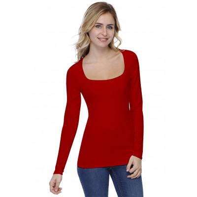 T-shirt col carré doublé devant manches longues CLARA05