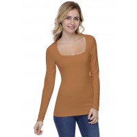 T-shirt col carré doublé devant manches longues CLARA05