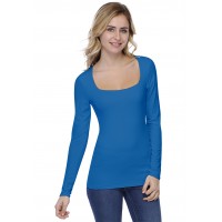T-shirt col carré doublé devant manches longues CLARA05