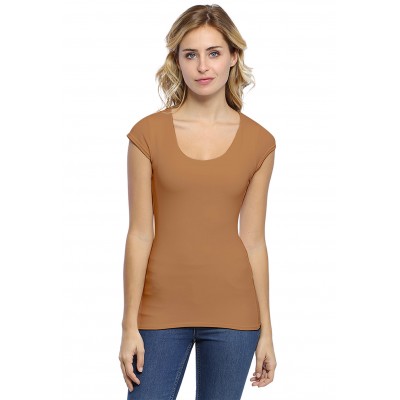 T-shirt col rond doublé devant manches capes ZAZA02