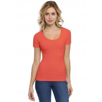 T-shirt col rond doublé devant manches courtes en modal ZAZA03
