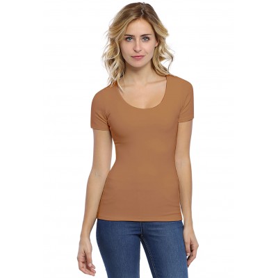 T-shirt col rond doublé devant manches courtes en modal ZAZA03