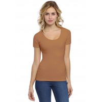 T-shirt col rond doublé devant manches courtes en modal ZAZA03