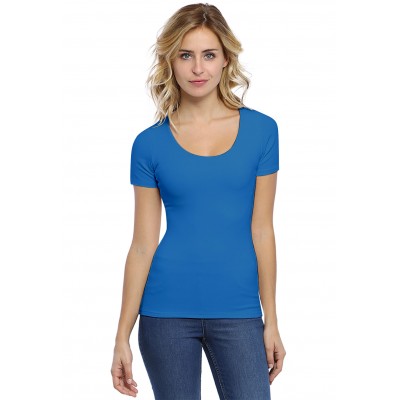 T-shirt col rond doublé devant manches courtes en modal ZAZA03