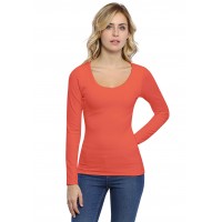 T-shirt col rond doublé devant manches longues en modal ZAZA05
