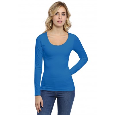 T-shirt col rond doublé devant manches longues en modal ZAZA05