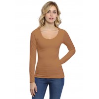 T-shirt col rond doublé devant manches longues en modal ZAZA05